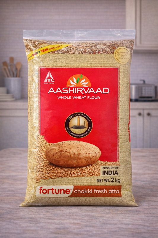 Aashirvaad Chakki Atta Whole Wheat Flour (Export Pack) - 2kg